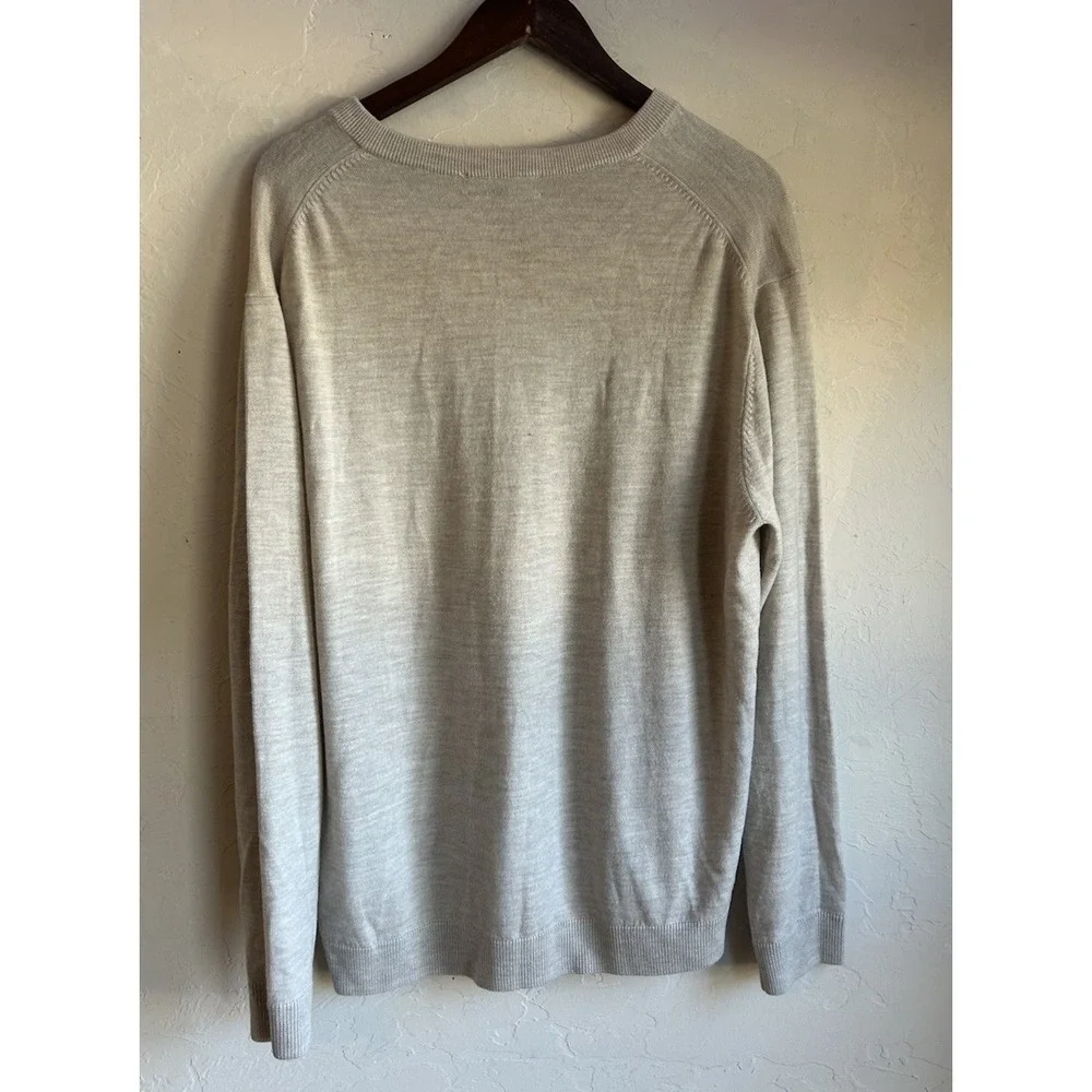 Hart Schaffner Marx Extra Fine Merino Wool V Neck Pullover Sweater XL Beige